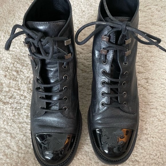 Chanel Iridescent Lace Up Boots - Picture 1 of 10